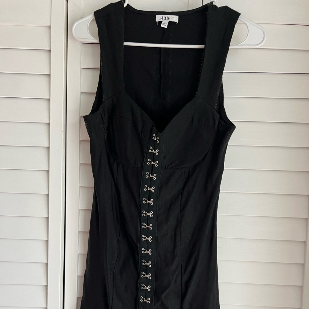 AUW Black Corset-Like Bodycon Mini Dress